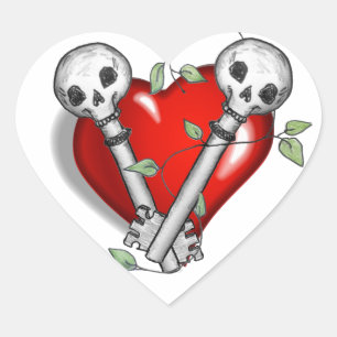 Sticker Cœur Touches de squelette