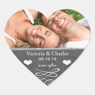 Sticker Cœur Toujours Cachet de mariage sur tableau noir "Save 