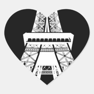 Sticker Cœur Tour Eiffel noir blanc