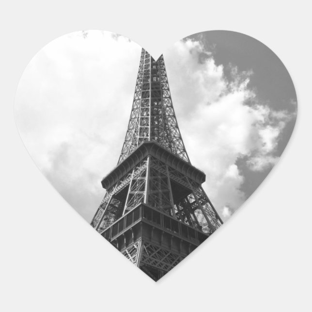 Sticker Cœur Tour Eiffel noir et blanc à Paris (Devant)