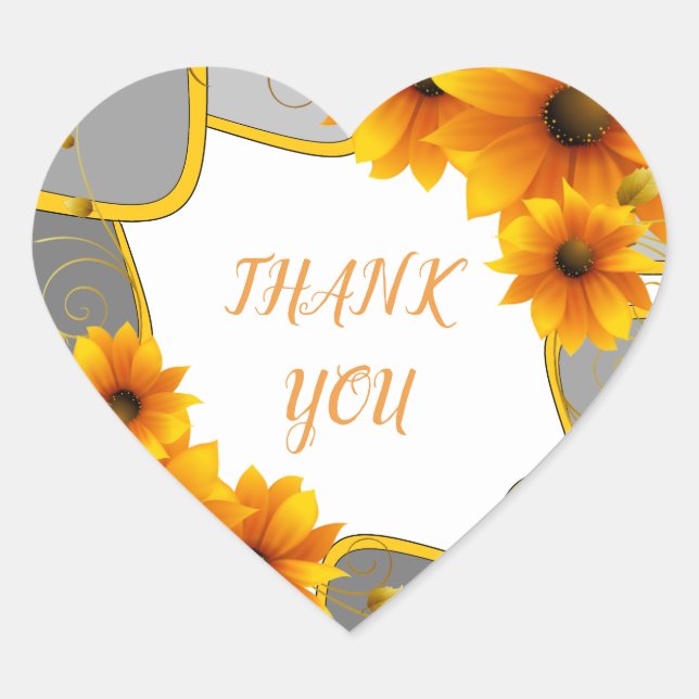 Sticker Cœur Tournesols à Merci coeur (Devant)