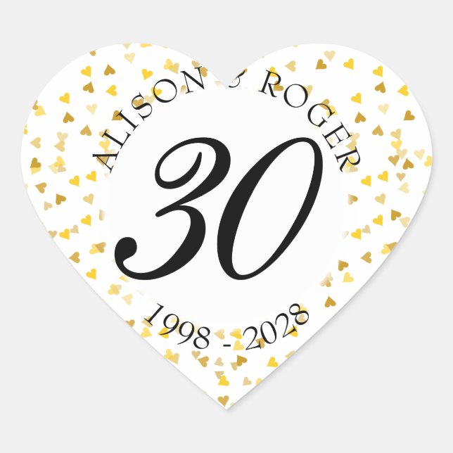 Sticker Cœur Tout Anniversaire Coeurs Or Confetti (Devant)