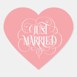 Sticker Cœur TOUT JUSTE MARIÉS Lettre Calligraphique Ornée Cœur