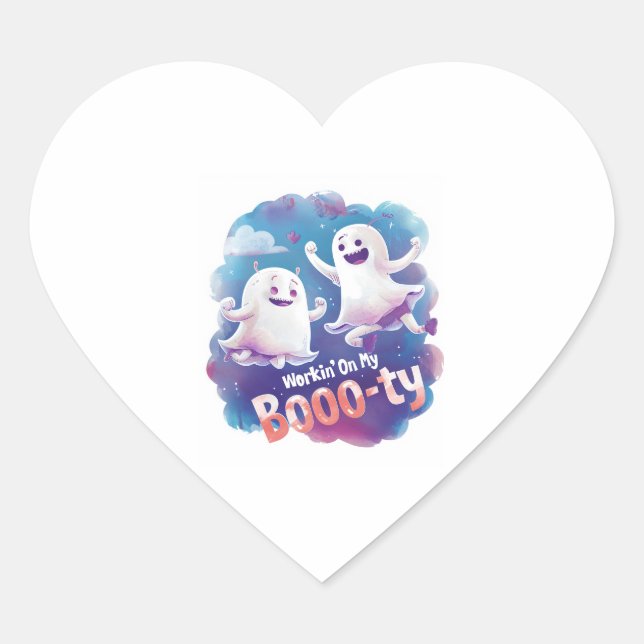 Sticker Cœur Travailler sur mon booo-ty (Devant)