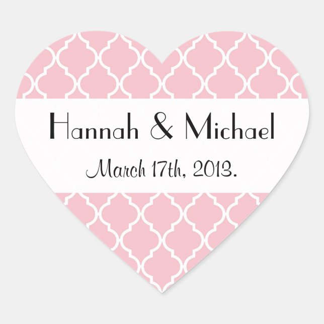 Sticker Cœur Treillis rose, Quatrefeuilles, Treillis, Mariage (Devant)