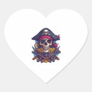 Sticker Cœur Trésor du crâne de pirate
