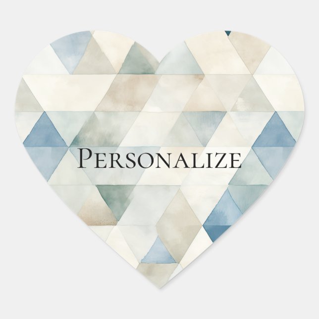 Sticker Cœur Triangles Abstraits en crème de plage (Devant)