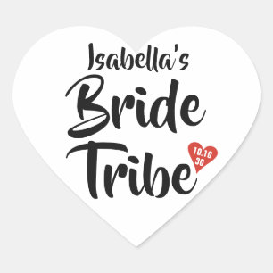 Sticker Cœur Tribu de la mariée Date rouge Cœur Personnalisé