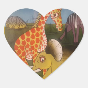 Sticker Cœur Trio d'art africain