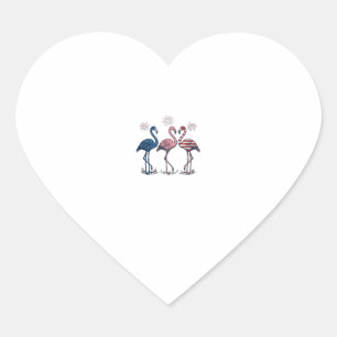 Sticker Cœur Trio de flamants patriotiques dessin de gravure vi