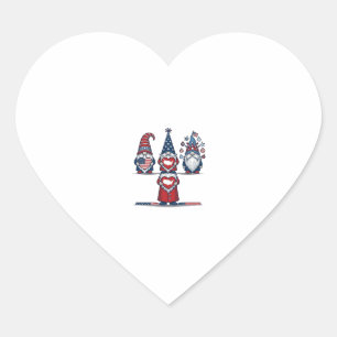 Sticker Cœur Trio de gnomes patriotiques dessin vectoriel vinta