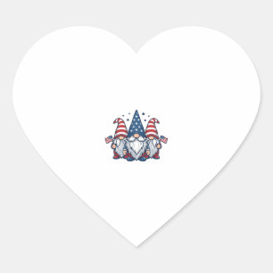 Sticker Cœur Trio de gnomes patriotiques dessin vectoriel vinta