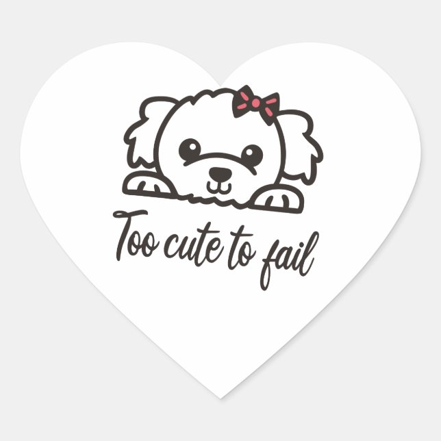 Sticker Cœur Trop mignon pour échouer(4) (Devant)