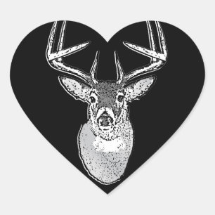 Sticker Cœur Trophée Buck sur Cerf à queue blanche noire