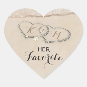 Sticker Cœur Tropical Beach Heart Mariage   Son favori
