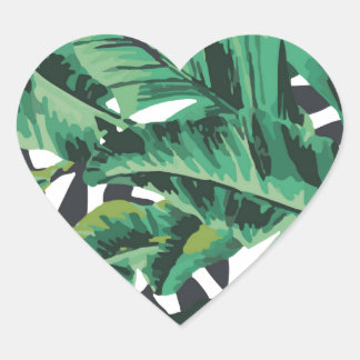 Sticker Cœur Tropical Glam Banana Motif feuille