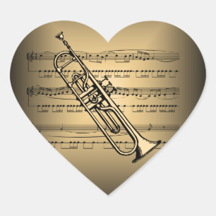 Sticker Cœur Trumpet with Sheet Music Arrière - plan