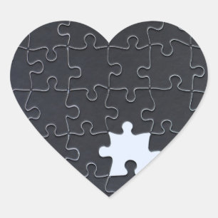 Sticker Cœur Tu Me Complètes Romantique Puzzle Noir et Blanc