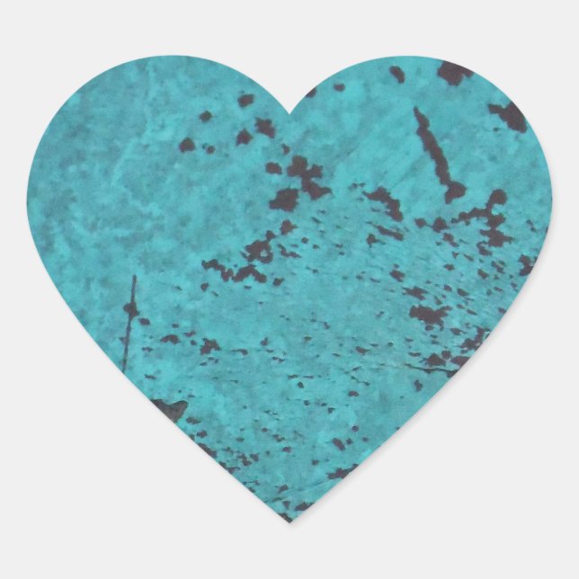 Sticker Cœur Turquoise bleu rouillé (Devant)