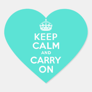 Sticker Cœur Turquoise Gardez le calme et continuer