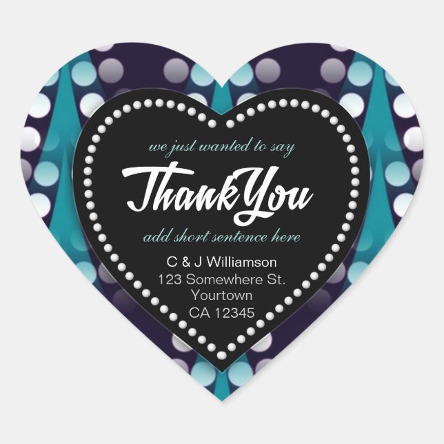 Sticker Cœur Turquoise moderne Points Merci Coeur (Devant)