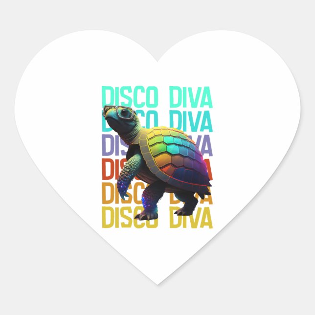 Sticker Cœur Turtle Disco Diva (Devant)