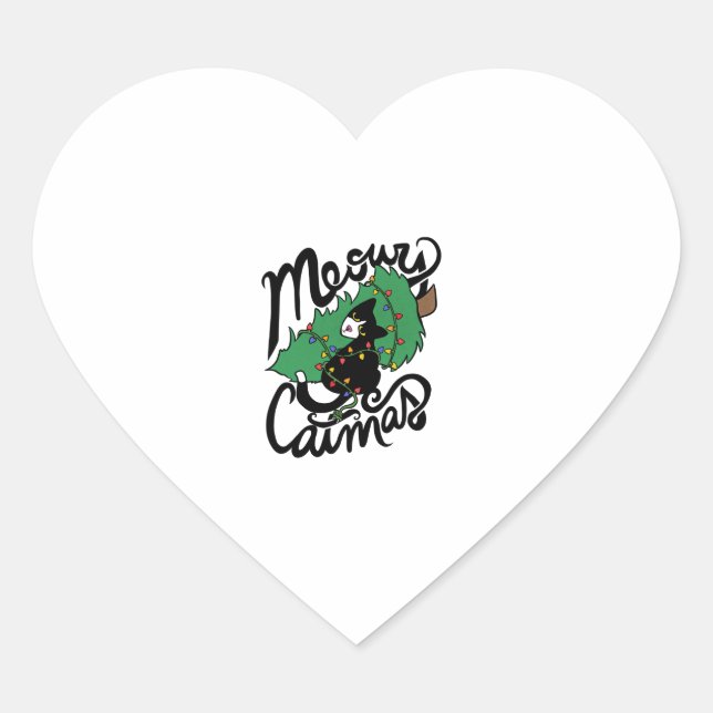 Sticker Cœur Tuxedo Chat Meowy Noël Chat Catmas (Devant)