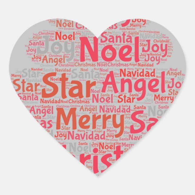 Sticker Cœur Typographie de l'arbre de Noël rouge (Devant)