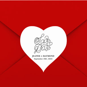 Sticker Cœur Typographie Élégante Faire-Part de Mariage Personn