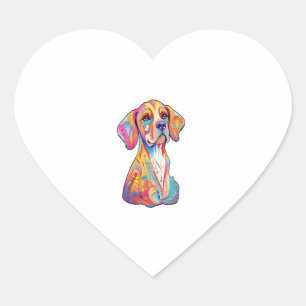 Sticker Cœur Un chien aquarelle