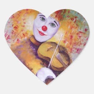 Sticker Cœur Un clown doux jouant du violon