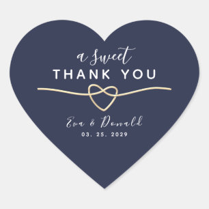 Sticker Cœur Un doux Mariage bleu marine Merci