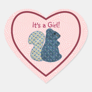 Sticker Cœur Un écureuil bleu Girl à la campagne