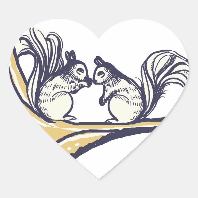 Sticker Cœur Un Mariage d'écureuils (Devant)