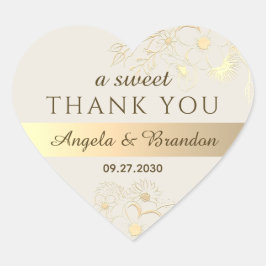 Sticker Cœur Un Merci sucré Gold Wedding Favor