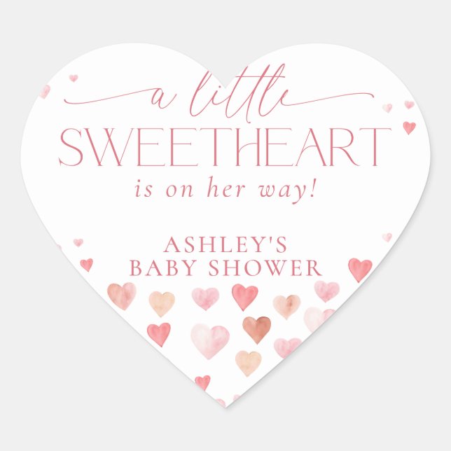 Sticker Cœur Un Petit Amoureux, Baby shower Rose Girl (Devant)
