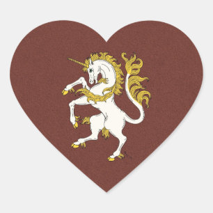 Sticker Cœur Unicorn Rampant