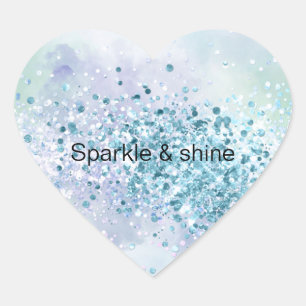 Sticker Cœur Unicorne Sparkle Aqua Confetti