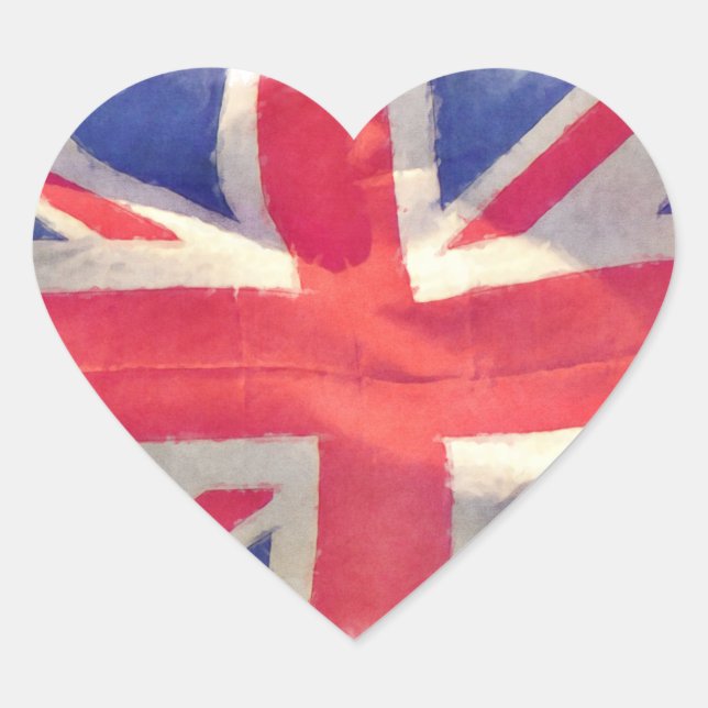 Sticker Cœur Union Flag ou Union Jack Patriot britannique (Devant)
