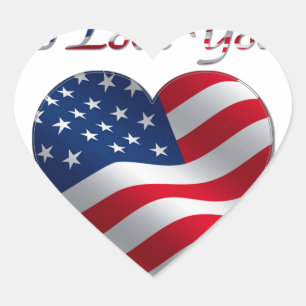 Sticker Cœur USA Flag Heart Je t'aime