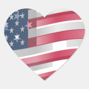 Sticker Cœur USA Unites : Stripes & Stars en Gras Design