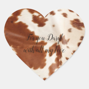 Sticker Cœur Vache blanche Brown