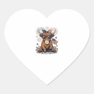Sticker Cœur Vache écossaise patriotique Bubblegum Gravure vint