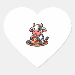 Sticker Cœur Vache Manger Pizza Margherita Repas Footies _3