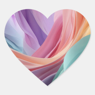 Sticker Cœur Vagues de tissu pastel abstrait