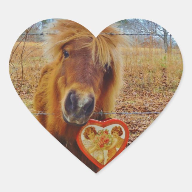 Sticker Cœur Valentine Heart Miniature Brown Horse (Devant)
