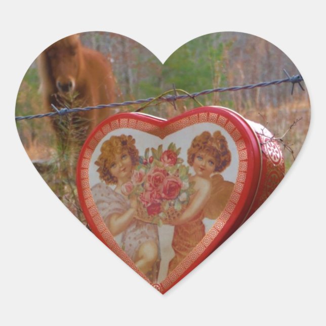 Sticker Cœur Valentine Heart Miniature Brown Horse (Devant)