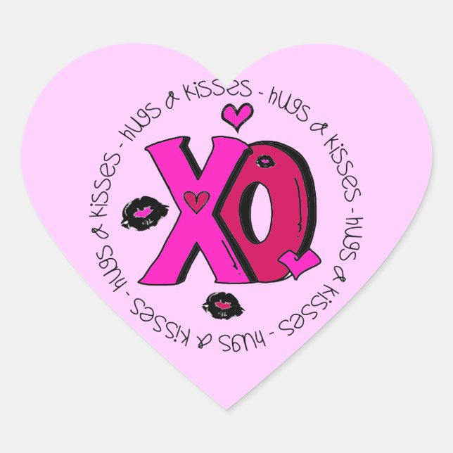 Sticker Cœur Valentine Hugs et baisers (Devant)