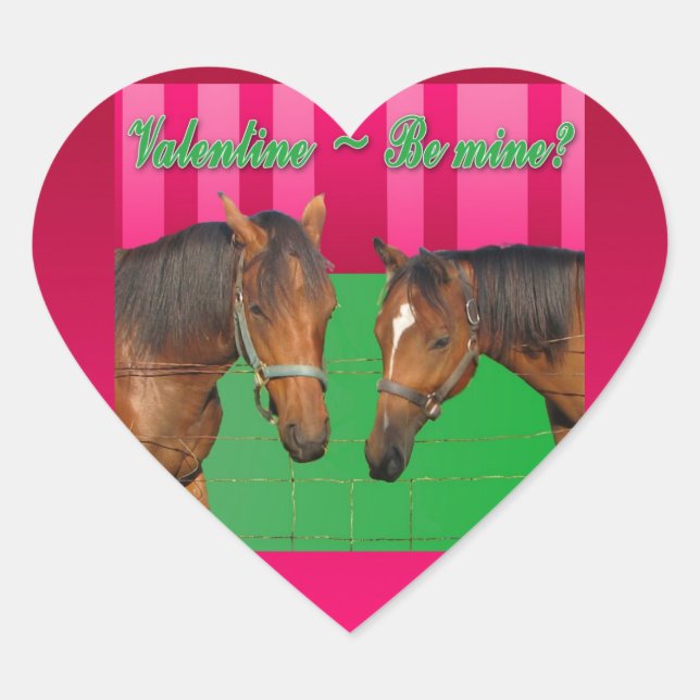 Sticker Cœur Valentine Sois À Moi Je T'Aime Deux Chevaux (Devant)