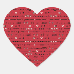 Sticker Cœur Valentines Anniversaire Coeur rose Flèches Aimer